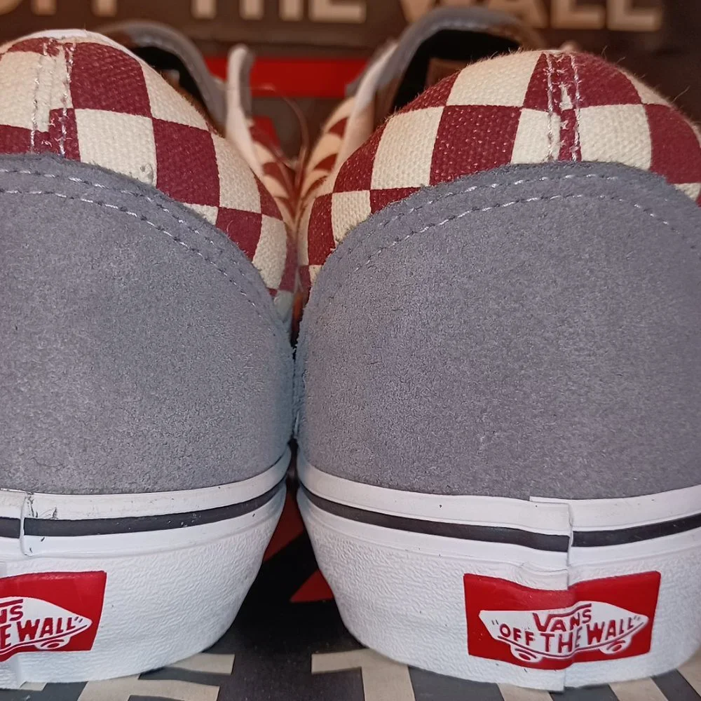 Vans Old Skool Checkerboard Frost Grey/Rhubarb Men's 10.5 VN0003Z6ICJ